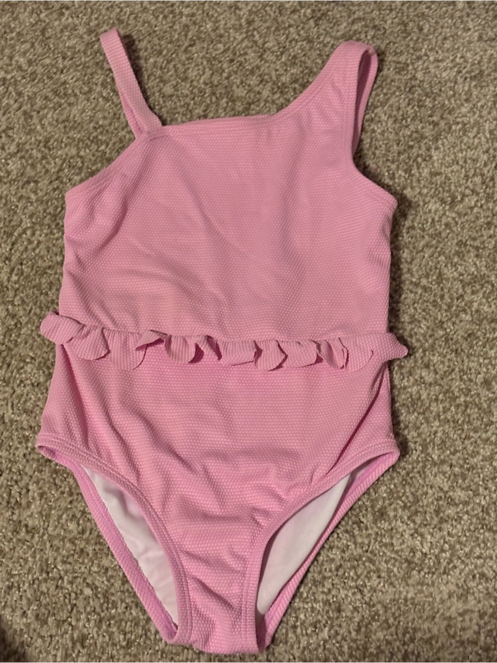 Cat & Jack Light Pink Textured Girls One-Piece Swimsuit 5T